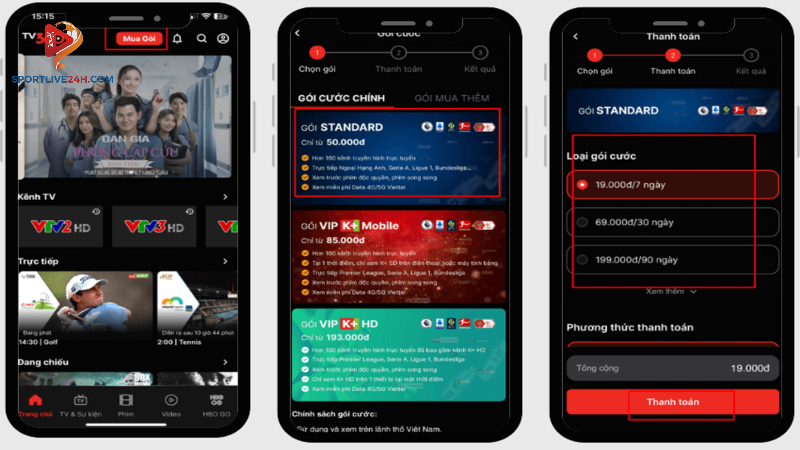 Hướng dẫn mua và thanh toán gói Standard