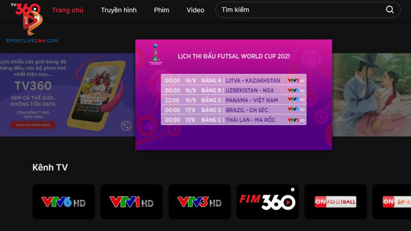 Xem bóng đá trên website của TV360