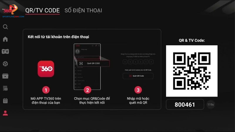 Quét mã QR để đăng nhập TV360 trên tivi