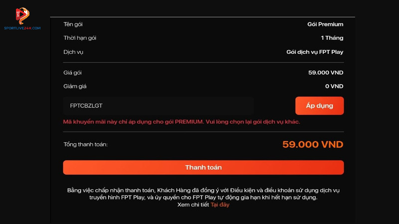 Hướng dẫn nhập code trên website của FPT Play